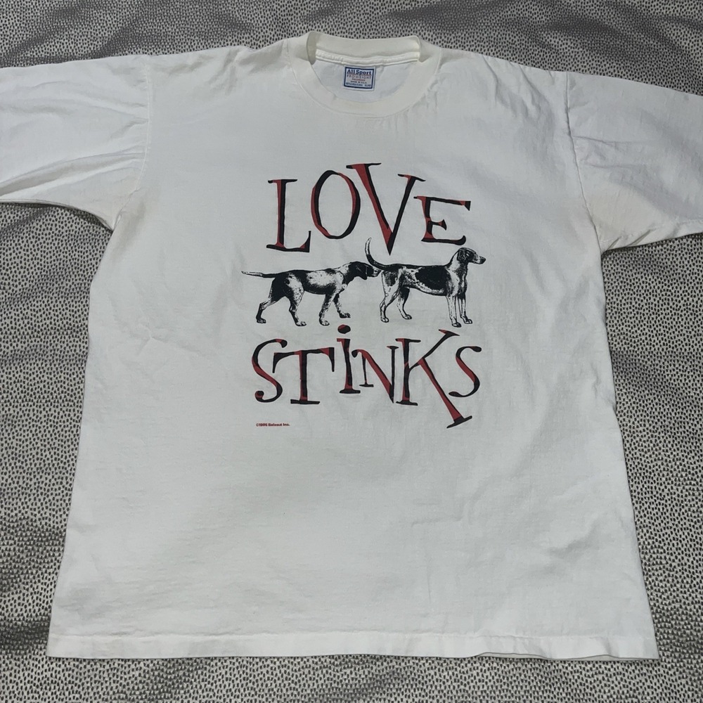 Vintage Balzout Allsport T-Shirt Love Stinks Dogs Smelling Butt Men's XL 90's